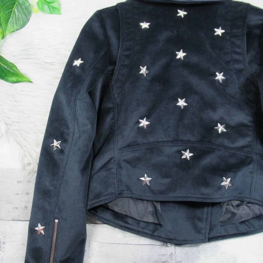 REBECCA MINKOFF Wes Star-Studded Velour Moto Jacket Women's Size XS